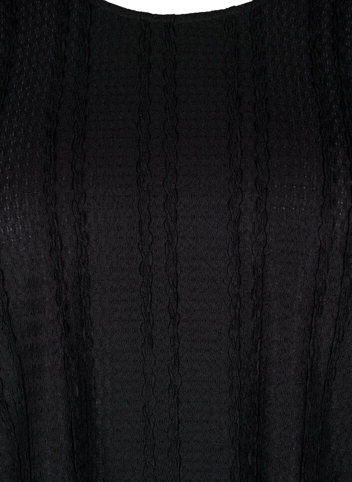 Gestructureerde lange mouw blouse, Black, Packshot image number 2