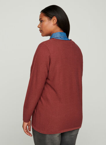 Gebreide geribbelde sweater met ronde hals , Wild Ginger, Model image number 1
