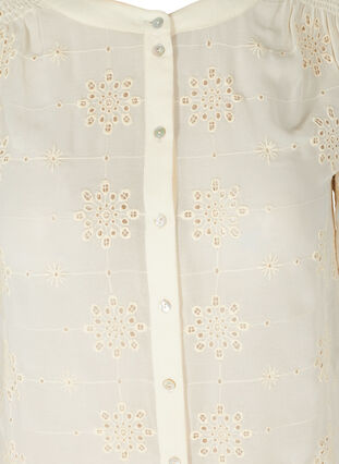 Blouse with buttons and broderie anglaise, Beige as sample, Packshot image number 2