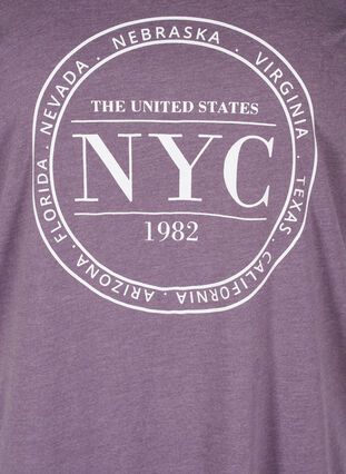 T-shirt chiné avec imprimé et manches courtes, Vintage Violet Mel., Packshot image number 2