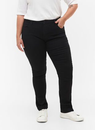 Jeans Emily Slim fit à taille régulière, Black, Model image number 2