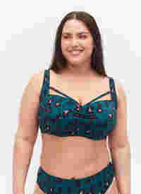 Soutien-gorge de bikini avec drapage et lanière, Leopard, Model