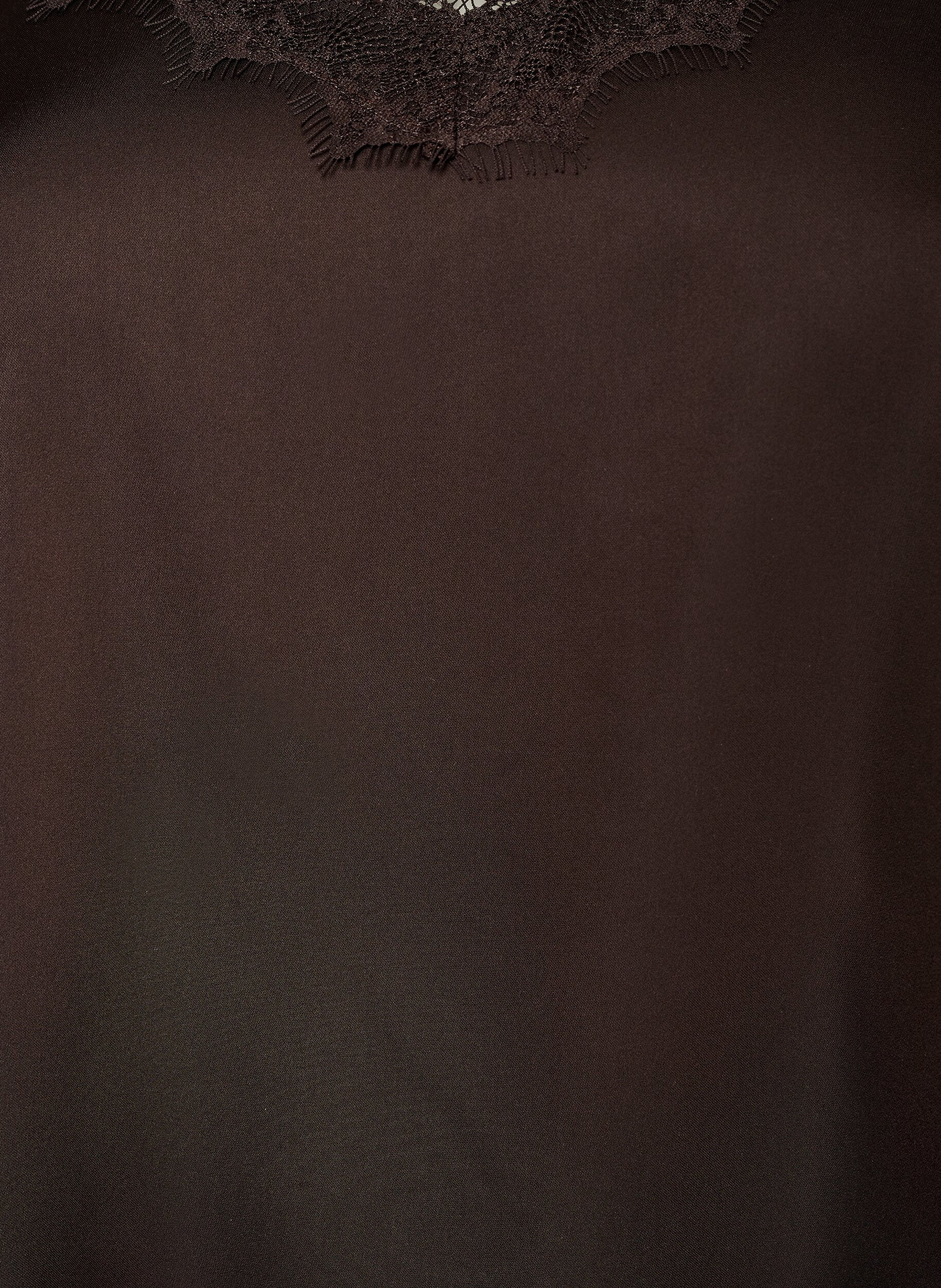 ZizziSatijnen top met kanten afwerking en asymmetrische zoom, Bruin, Packshot image number 2