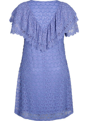 Blonde jurk met korte mouwen en brede franjes, Lavender Violet, Packshot image number 1