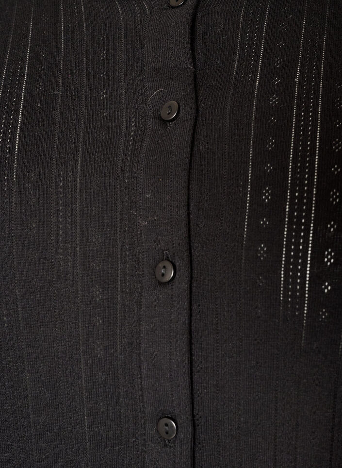 Cardigan en coton biologique avec broderie ajour&eacute;e, Noir, Packshot image number 2