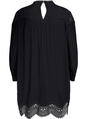 Robe en viscose avec ornements brodés, Black, Packshot image number 1