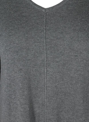 Robe en maille de couleur unie à manches longues, Dark Grey Melange, Packshot image number 2