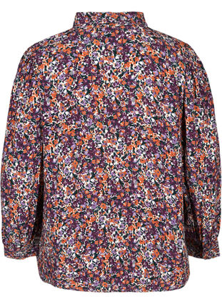 Viscose blouse met bloemenprint, Purple flower AOP, Packshot image number 1