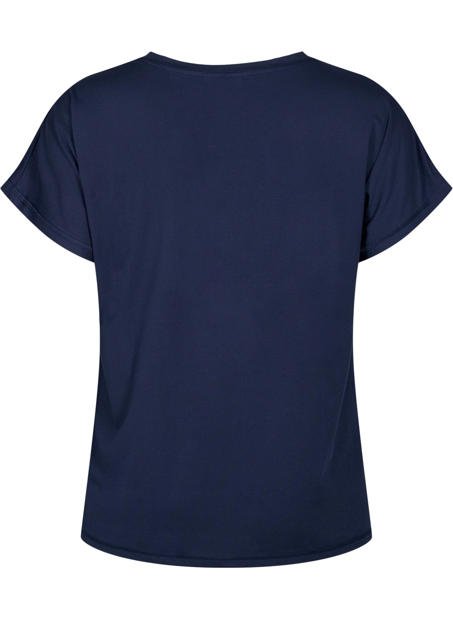 Zizzi T-shirt de sport ample avec col en v, Bleu, Packshot image number 1