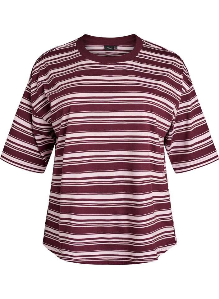 Boxy T-shirt met gestreept patroon, Rood, Packshot image number 0