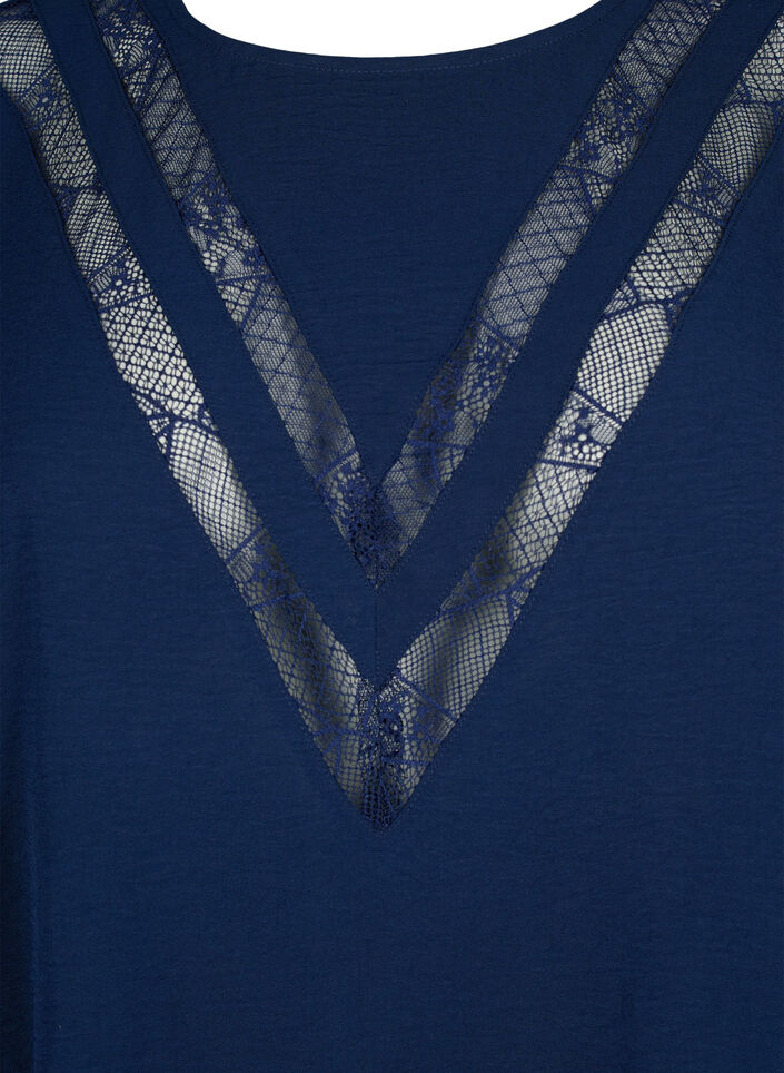 Blouse à manches longues avec de la dentelle, Navy Blazer, Packshot image number 2