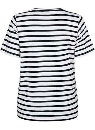T-shirt rayé en coton biologique, Black Stripes, Packshot image number 1