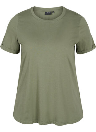 Basic katoenen t-shirt, Thyme, Packshot image number 0