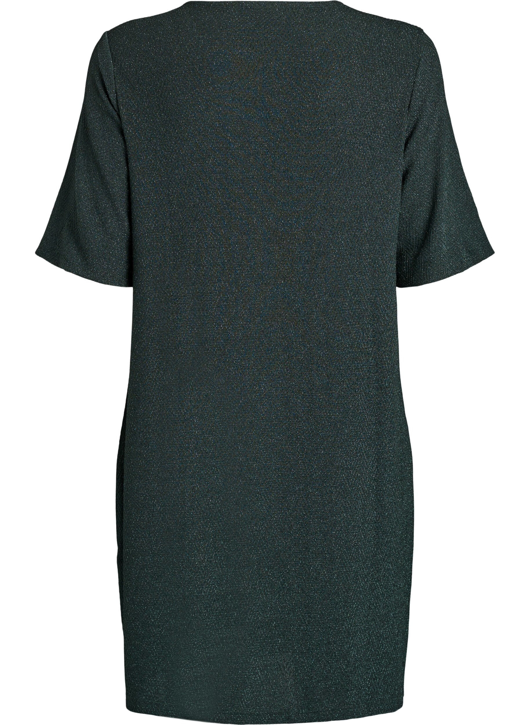 ZizziKorte jurk met glitterpatroon, Groen, Packshot image number 1