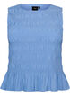 Smocktop met boothals en peplumzoom, Blauw, Packshot image number 0