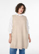 Korte gebreide jurk zonder mouwen, Beige, Model image number 0