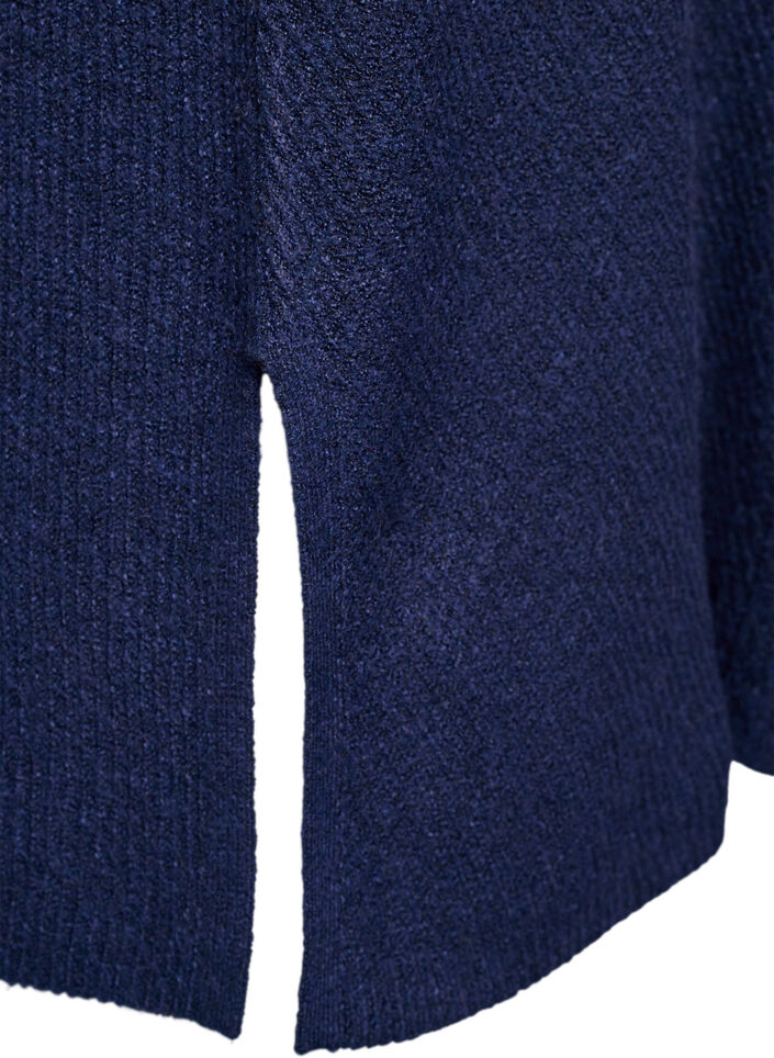 Pull en maille &agrave; motif diagonal et manches raglan, Bleu, Packshot image number 3