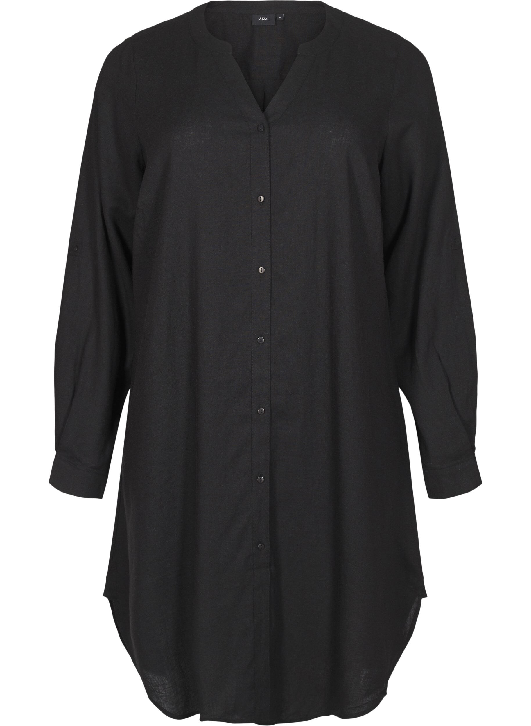 Chemise longue en lin et viscose