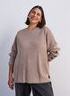 Gebreide blouse met ribstructuur en knoopdetails, Beige, Model image number 0