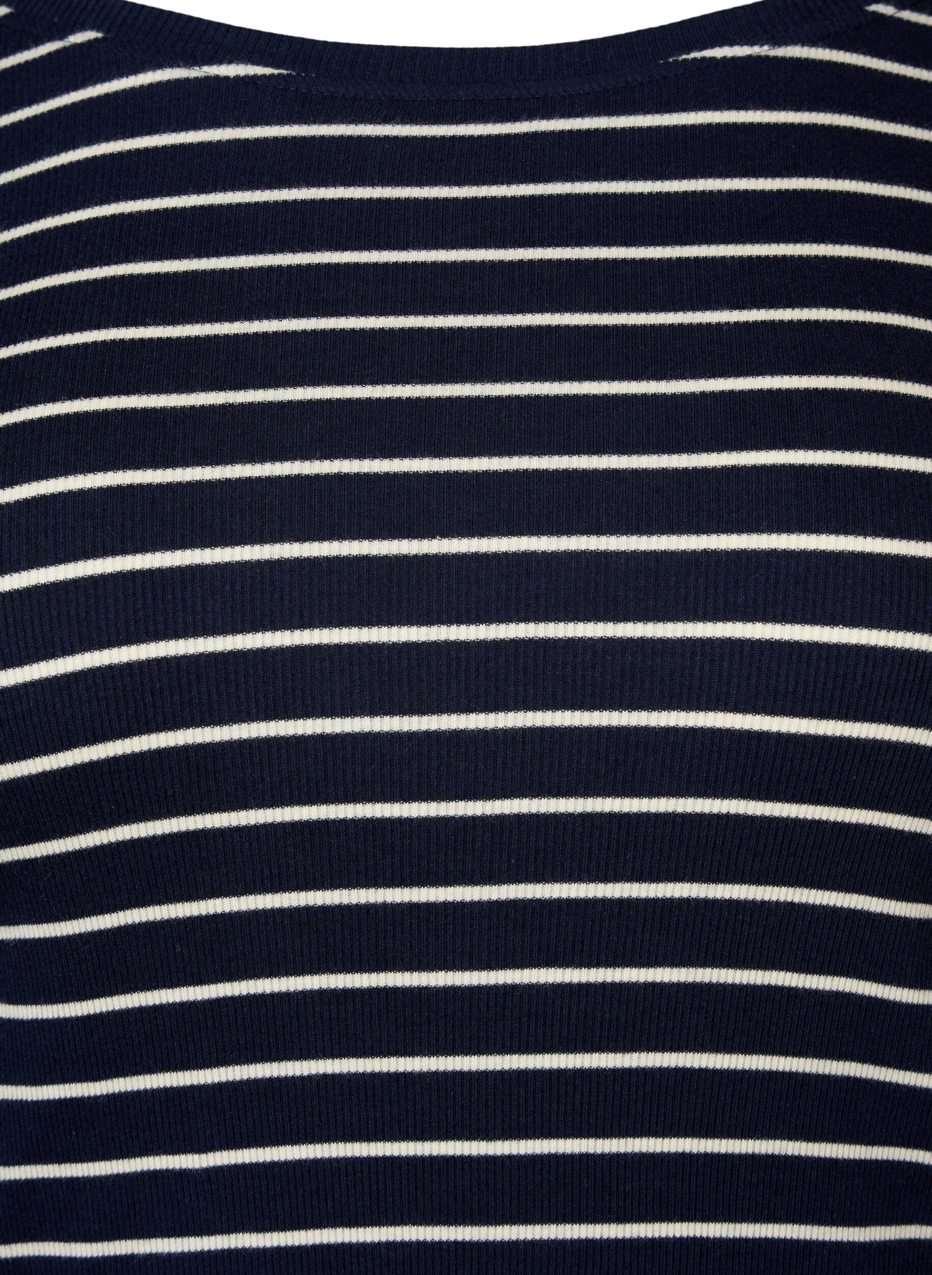 Zizzi Blouse ray&eacute;e &agrave; col rond, Night Sky Stripe, Packshot image number 2