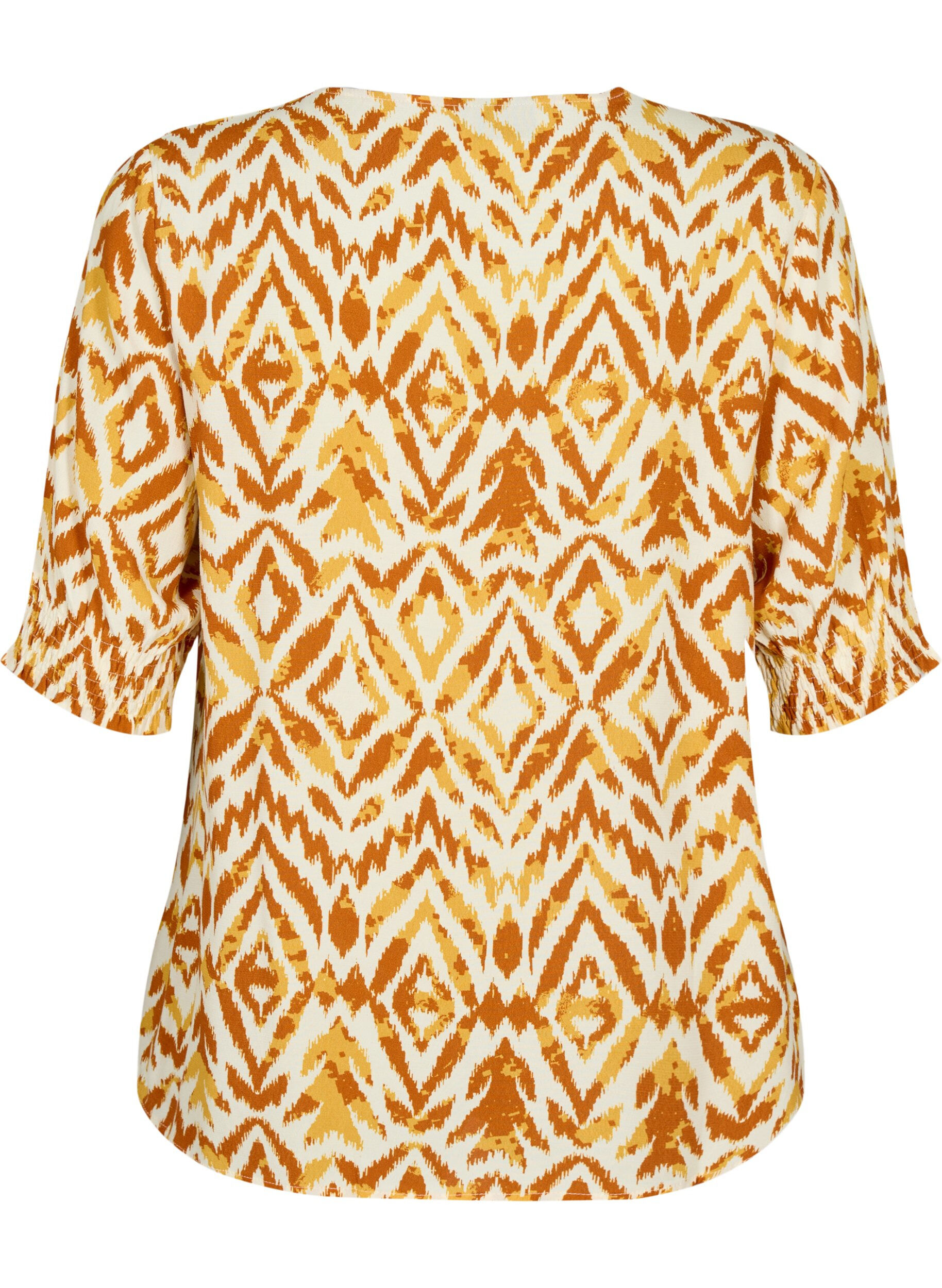 Zizzi Blouse en viscose avec boutons, Amber Green Tribe, Packshot image number 1