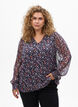 Blouse met bloemenprint en glitterdraad, Blauw, Model image number 0
