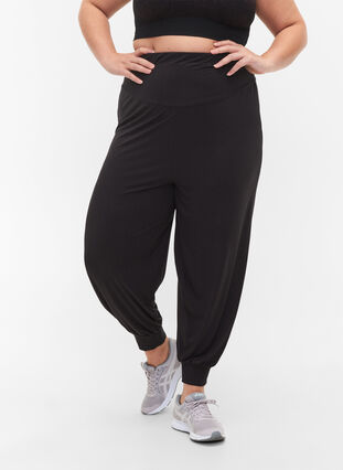 Pantalon de sport ample en viscose, Black, Model image number 3