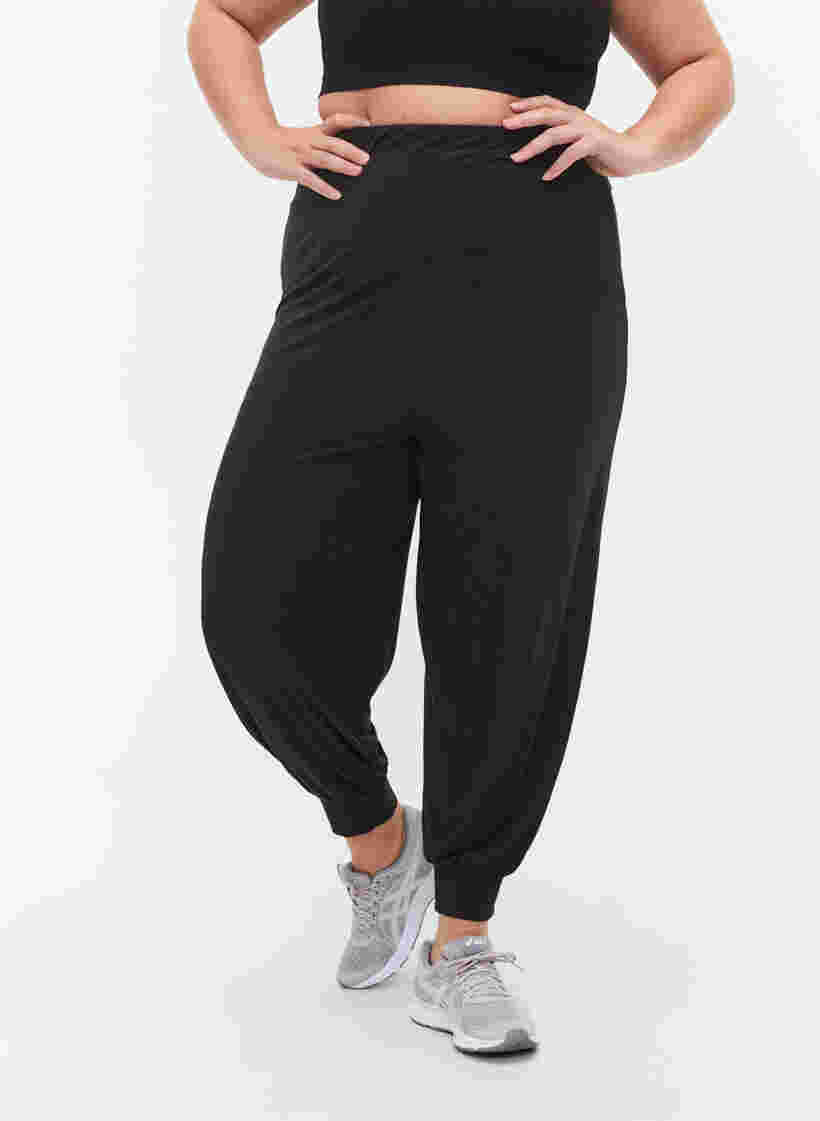 Pantalon de sport ample en viscose, Black, Model image number 3