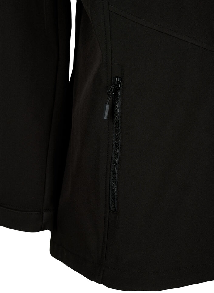Korte softshell jas met zakken, Black, Packshot image number 3