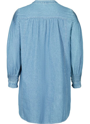 Lange denim blouse in katoen, Blue denim ASS, Packshot image number 1