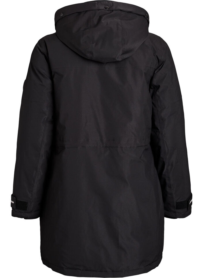 Parka d&eacute;perlante &agrave; capuche et d&eacute;tails fonctionnels, Noir, Packshot image number 1