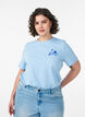 Katoenen T-shirt met print, Blauw, Model image number 0