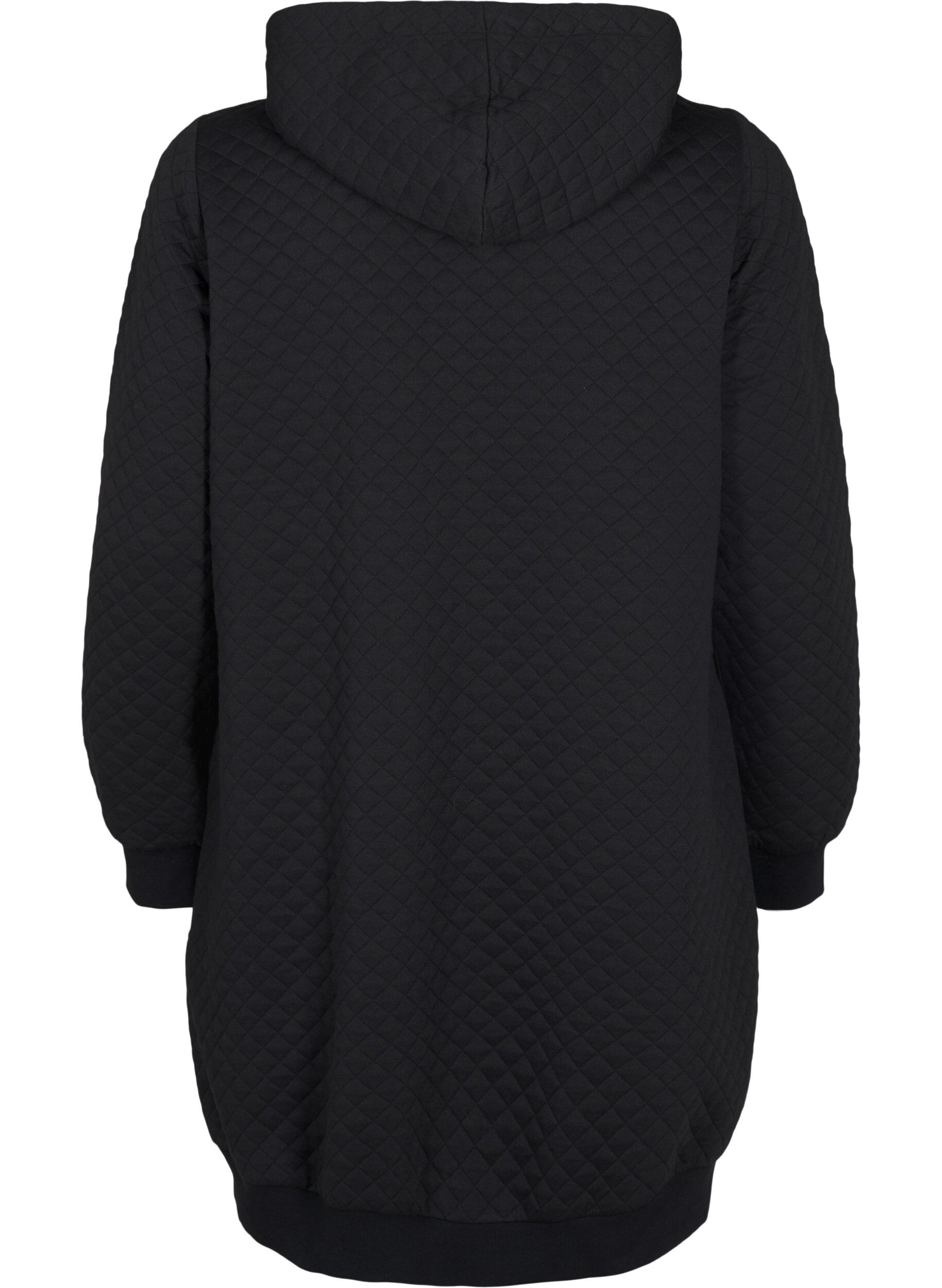 ZizziLang gewatteerd sportvest met rits, Zwart, Packshot image number 1