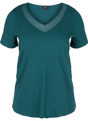 T-shirt met korte mouwen, v-hals en mesh, Ponderosa Pine, Packshot image number 0