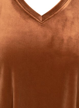 Velours jurk met lange pofmouwen, Brown ASS, Packshot image number 2