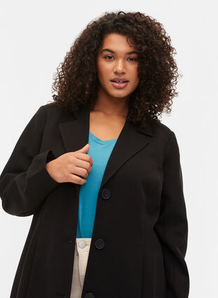 Manteau long avec fermeture à boutons, Black, Model image number 2