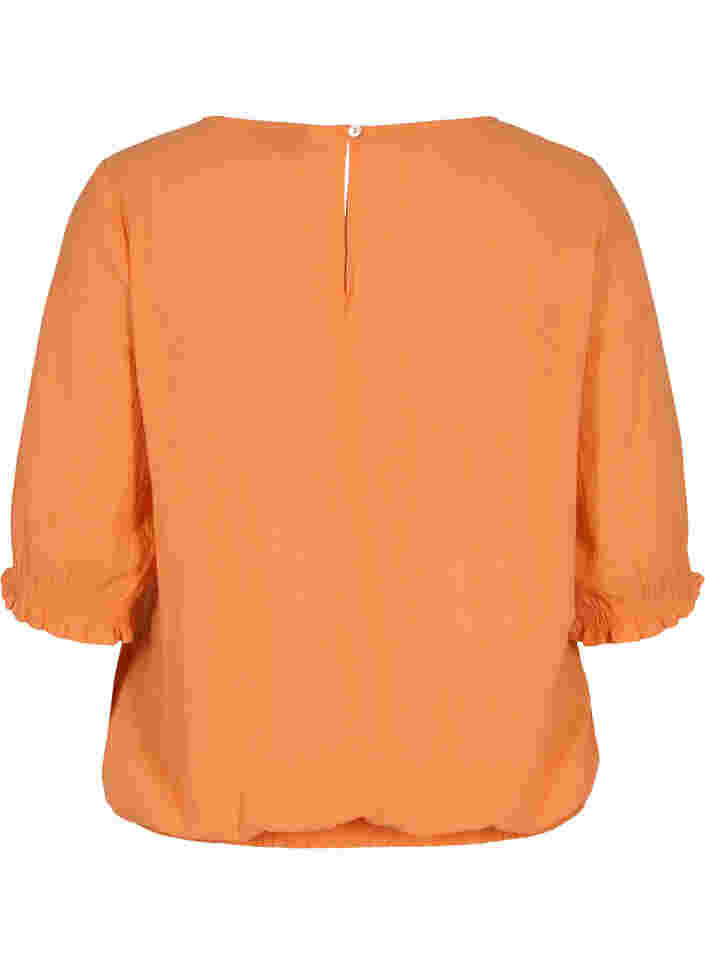 Katoenen blouse met smokwerk en korte mouwen, Nectarine, Packshot image number 1