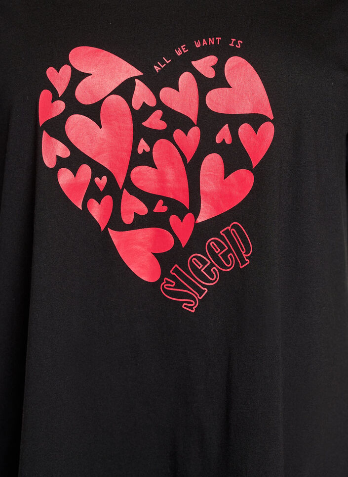 Chemise de nuit &agrave; manches courtes en coton biologique, Noir, Packshot image number 2