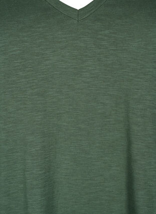 Basic t-shirt met korte mouwen en v-hals, Thyme, Packshot image number 2