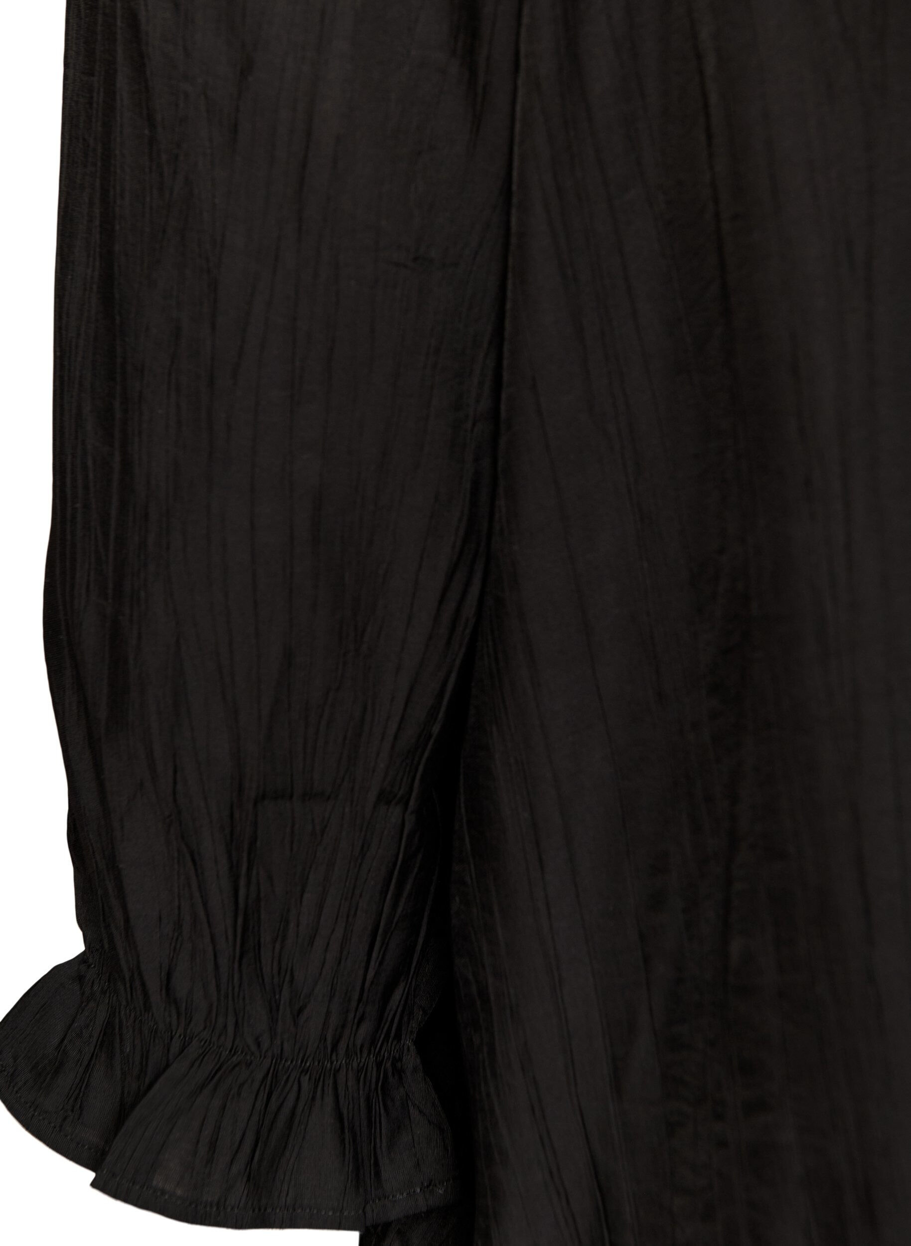 ZizziViscose blouse met een vierkante hals en 3/4-mouwen, Zwart, Packshot image number 3