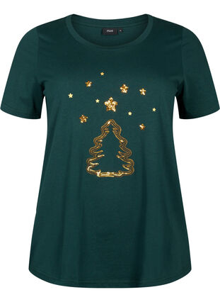 Kerst T-shirt met pailletten, Scarab W.  Tree, Packshot image number 0
