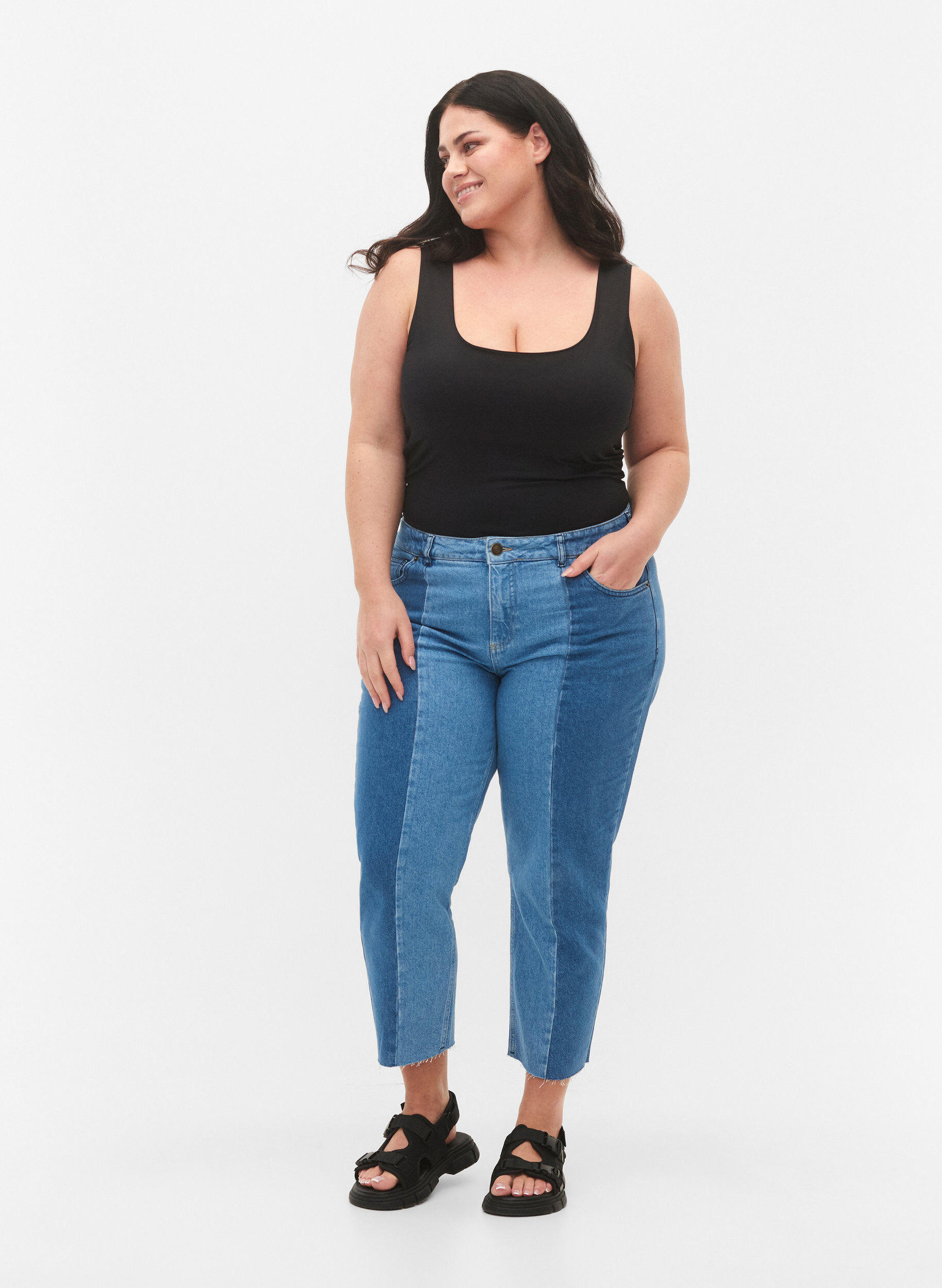 Zizzi Haut r&eacute;versible stretch, Black, Model image number 3