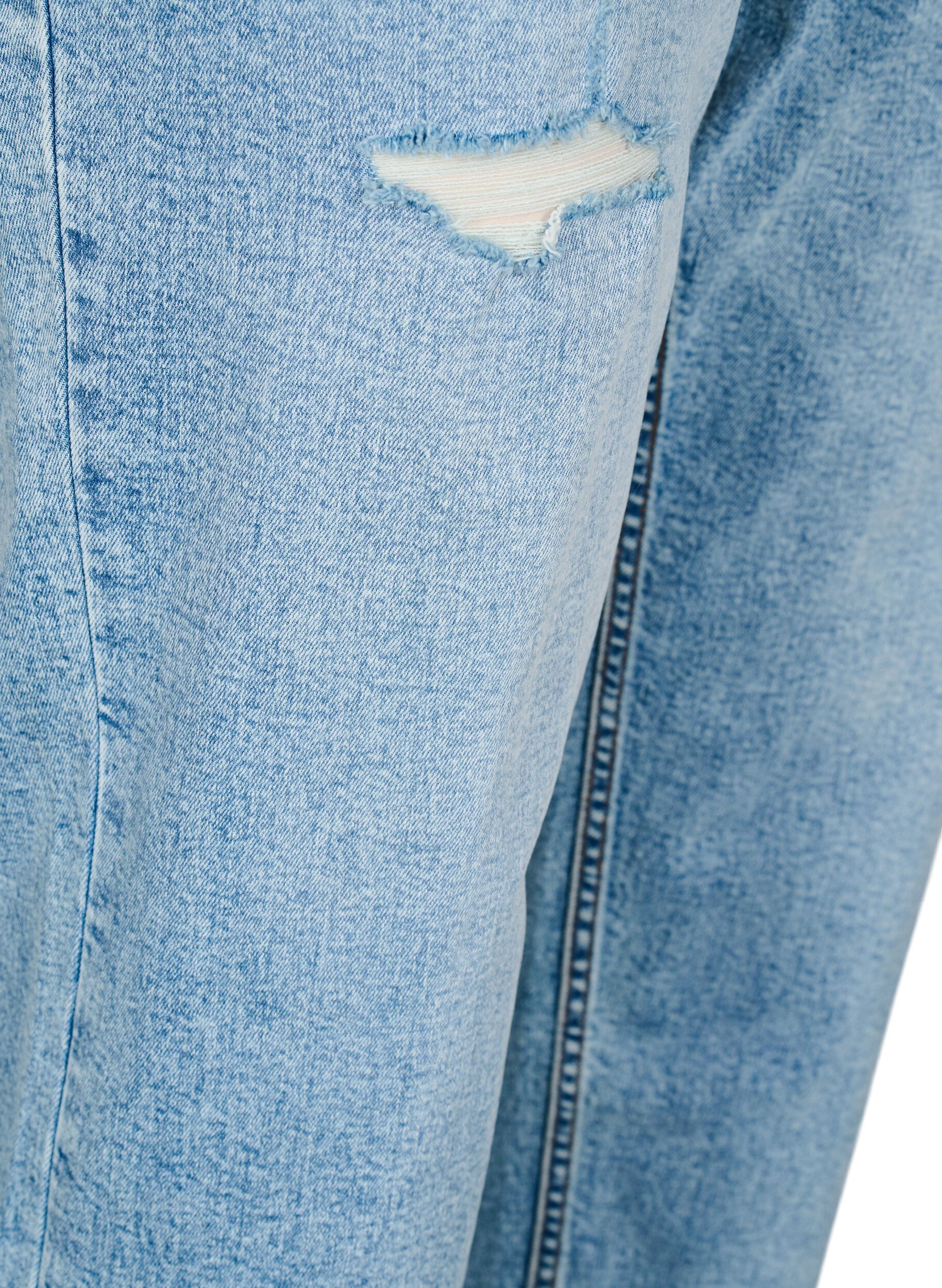 ZizziGecropte Vera jeans met distressed details, Blauw, Packshot image number 3