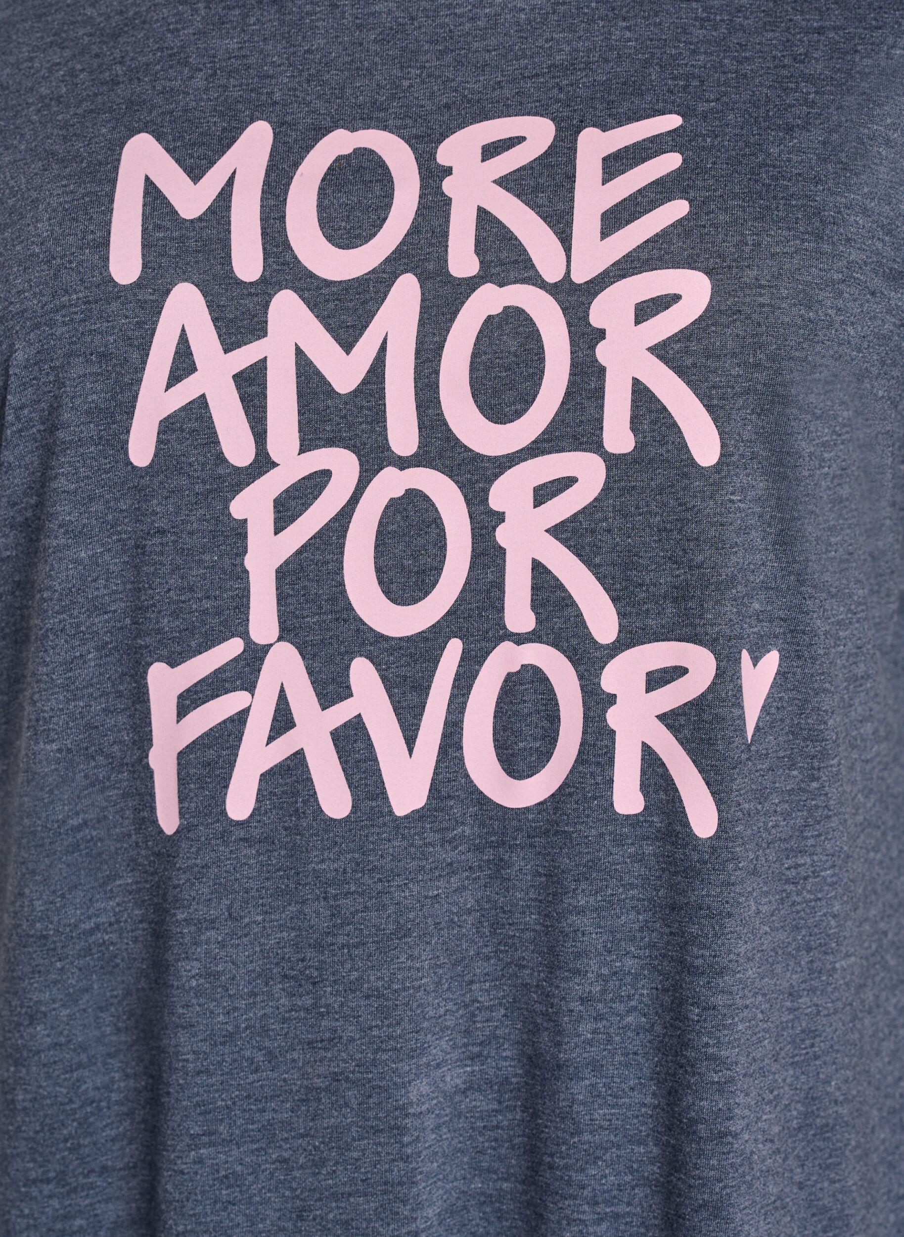 ZizziNachtjapon met korte mouwen en tekstopdruk, Grijs, Packshot image number 2