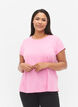 T-shirt met korte mouwen van katoenmix, Roze, Model image number 0