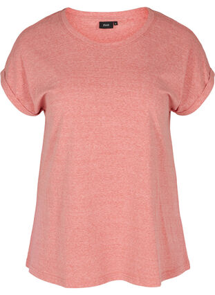 T-shirt chiné en coton, Faded Rose melange, Packshot image number 0