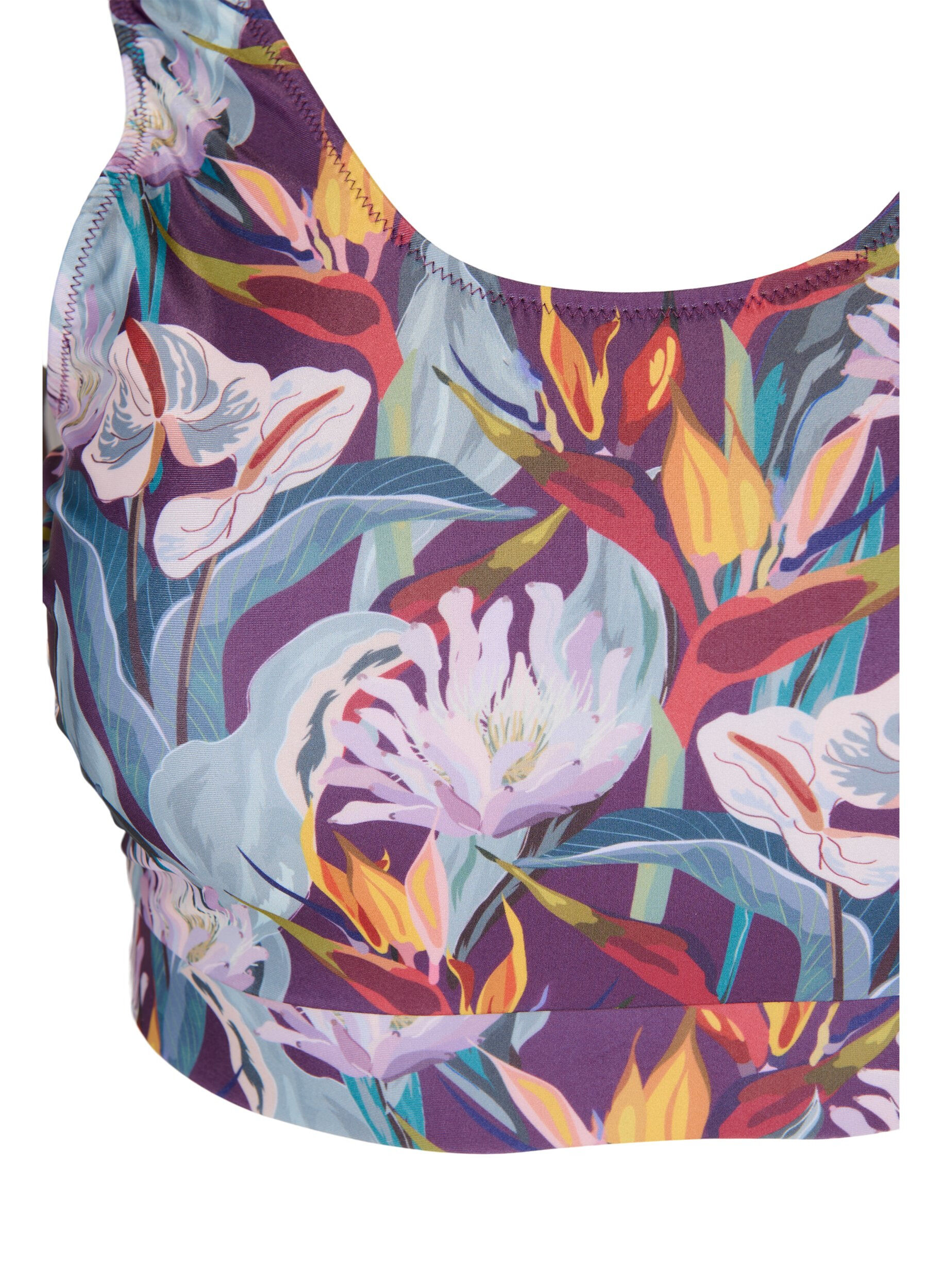 ZizziBikinitop met print en ronde hals, Deep Tropical Print, Packshot image number 2