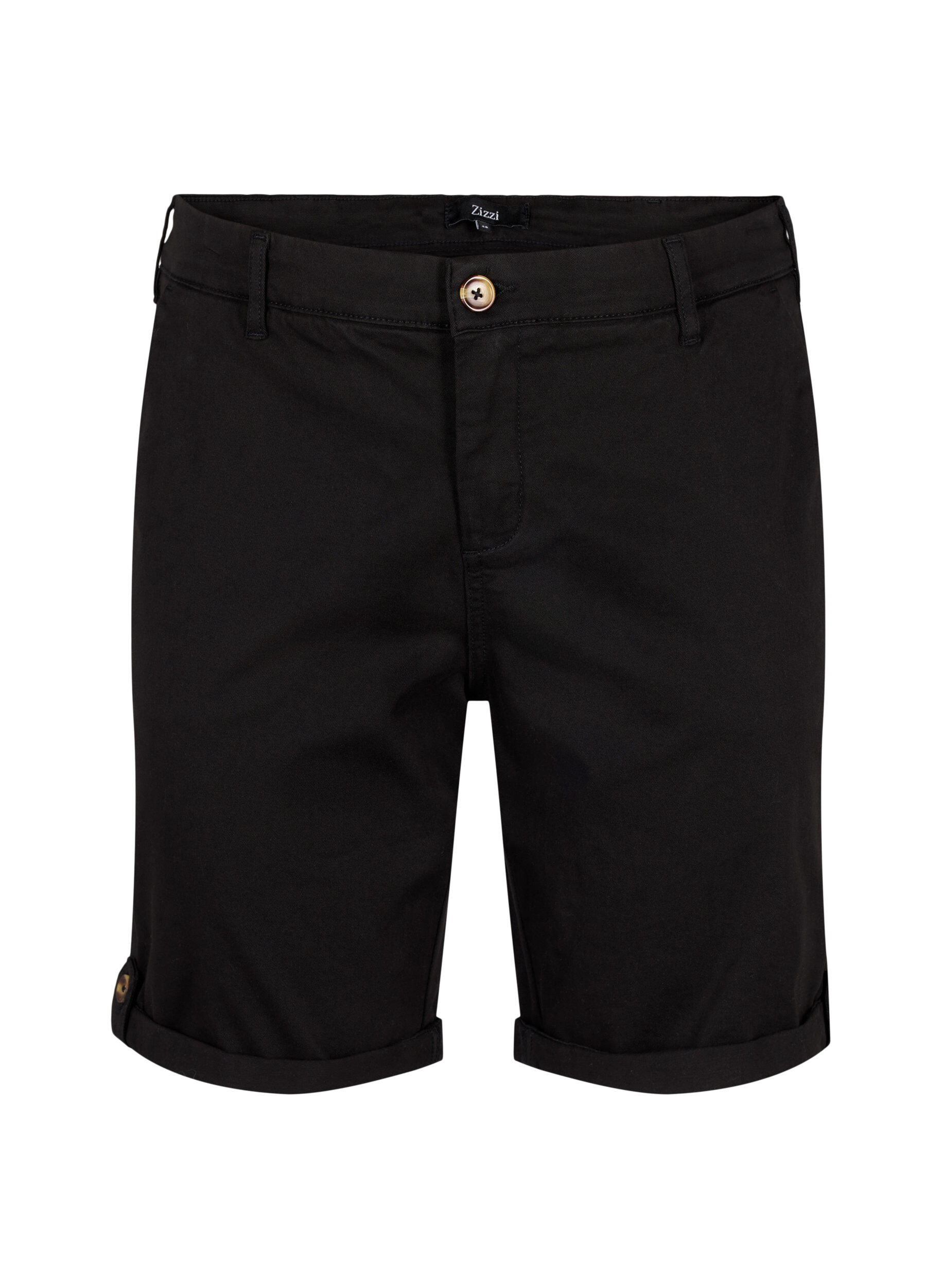 ZizziKorte chino broek met zakken, Black, Packshot image number 0