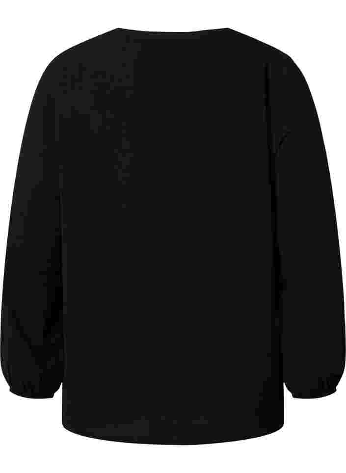 Effen blouse met v-hals, Black, Packshot image number 1
