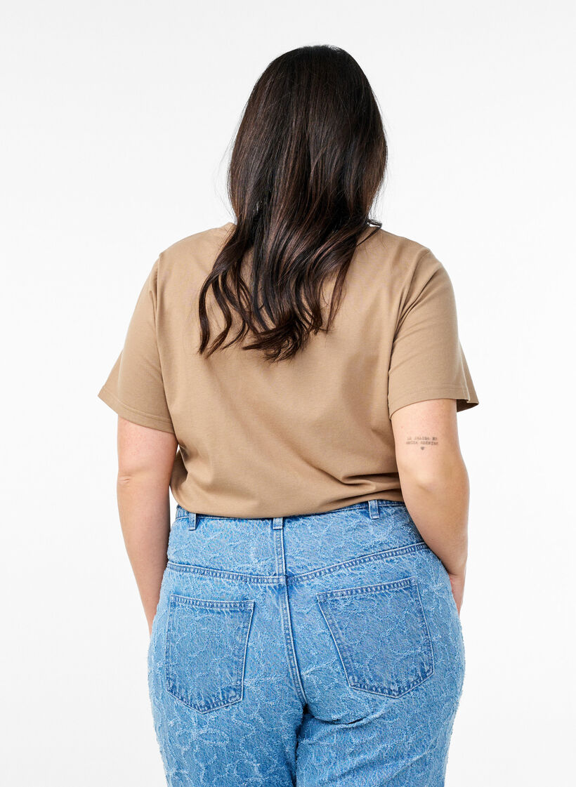 T-shirt met decoratieve details, Beige, Model image number 2